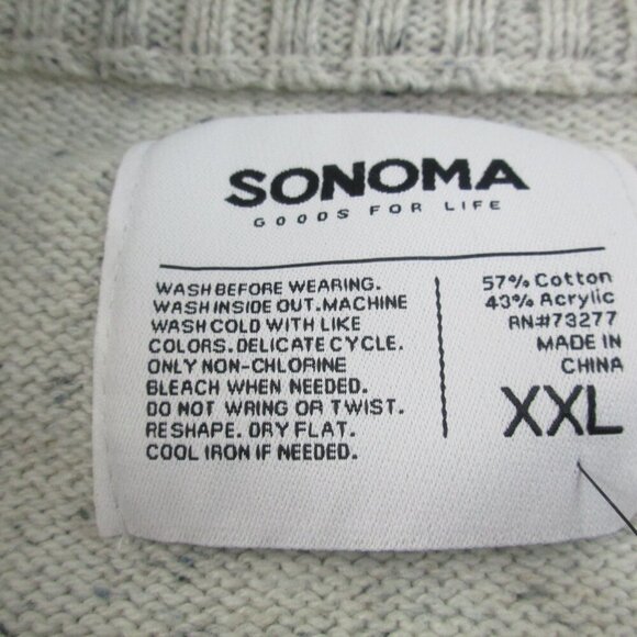 Sonoma Goods For Life Sweater Mens 2XL Gray Beige Ribbed Hem Super Soft 1/4 Zip - Picture 6 of 11